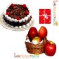 half kg black forest cake 1kg fresh apple basket with greeting card