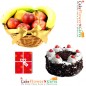 half kg black forest cake 2kg fresh fruit basket with greeting card