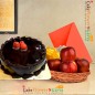 half kg chocolate cake 1kg fresh apple basket with greeting card