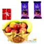 2 kg fresh fruits basket with 2 cadbury silk and greeting card