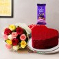 half kg red velvet cake heart shape 10 red roses silk chocolate