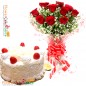 1kg white forest cake n 10 red rose 