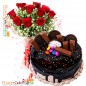 1kg eggless choco oreo kit kat cake n 10 roses bouquet