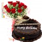half kg eggless tempting chocolate cake n 10 roses bouquet