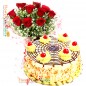 1kg eggless affable butterscotch cake n 10 roses bouquet