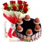 half kg eggless creamy ferrero choco cake n 10 roses bouquet