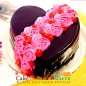 half kg eggless designer roses on heart chocolate cake
