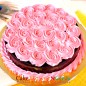 1kg eggless pink roses chocolate cake