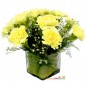 10 yellow carnations vase