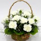 15 white carnations basket