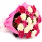 15 white pink carnations bouquet