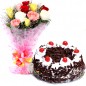 Eggless Black Forest Cake N Mix Roses Bouquet