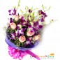 10 pink roses 5 purple orchids bouquet