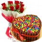 Half Kg eggless Hearty Choco Kitkat Cake roses bouquet