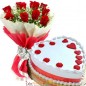  1 Kg For My Love Pineapple Cake and 10 roses bouquet