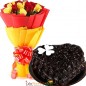 half kg eggless heart shaped designer truffle cake roses bouquet