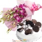 half kg eggless Supreme Oreo Cake 6 orchid bouquet