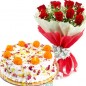 half kg eggless motichoor ladoo cake 10 roses bouquet