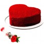 half kg red velvet heart shape cake and 1 red rose