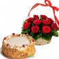 Butterscotch Cake Half Kg N Red Roses Basket
