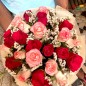 25 pink red roses bouquet