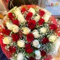 30 red white roses bouquet