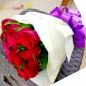 18 red roses white paper packing bouquet