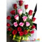 15 red 6 pink designer roses basket