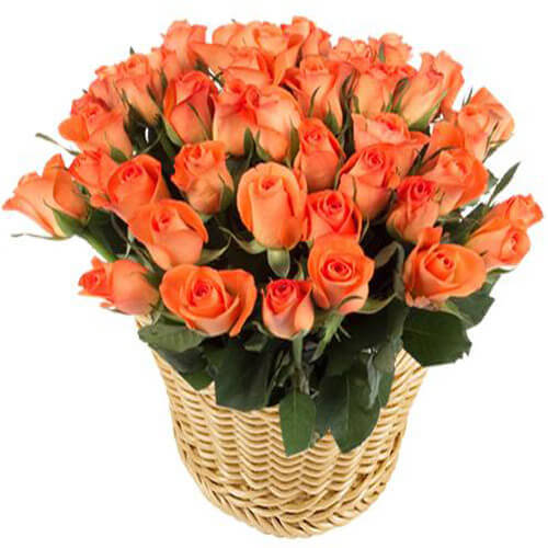 basket of orange roses