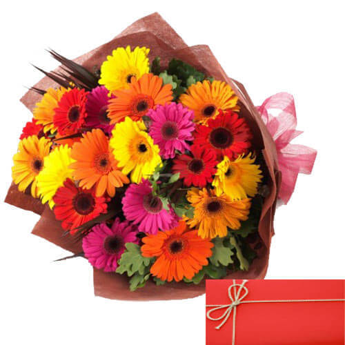 send 20 Mix Gerberas Bouquet with Card delivery