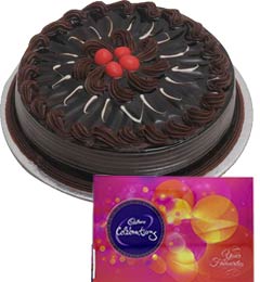send Chocolate Truffle Cake Half Kg N Cadbury Celebrations Chocolate Gift delivery