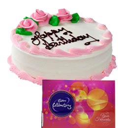 send Strawberry Cake Half Kg N Cadbury Celebrations Chocolate Gift delivery