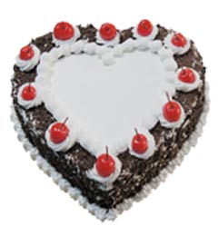 send 1Kg Eggless Heart Shaped Black Forest Cake delivery