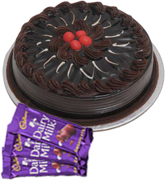 send Eggless Chocolate Truffle Cake Half Kg N Chocolate Gifts delivery