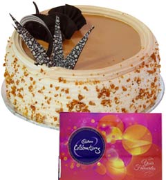 send Eggless Butterscotch Cake Half Kg N Cadbury Celebrations Gift delivery