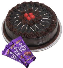 send Eggless Chocolate Traffle Cake 1Kg N Chocolate Gifts delivery