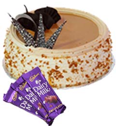 send Eggless Butterscotch Cake 1Kg N Chocolate Gifts delivery