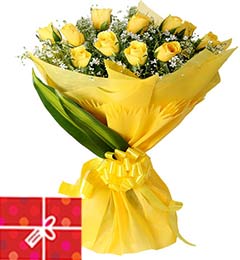 15 Yellow Roses Bouquet 