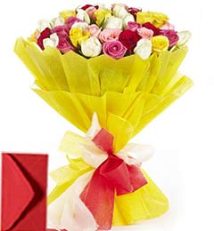 send 35 Mix Roses Bouquet delivery