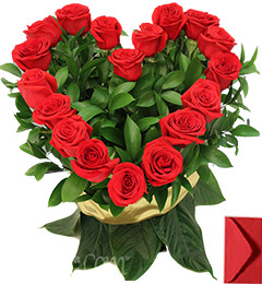 send Heart Shaped Arrangement of 20 Red Roses delivery