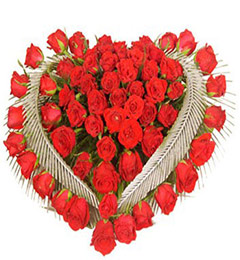send Heart Shaped Arrangement of 50 Red Roses delivery