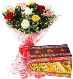 send Assorted Sweet Box Mix Roses Bouquet delivery