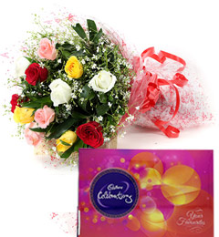send Mix Roses Bouquet n Cadbury Celebrations Chocolate Box delivery