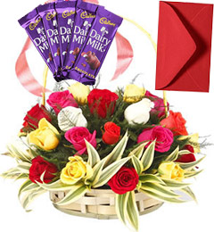 send Mix Roses Basket n Chocolates delivery