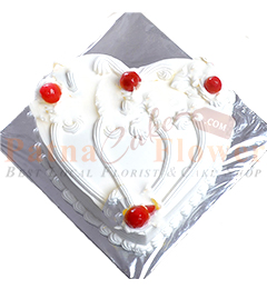 1Kg Heart Shape Vanilla Eggless Cake