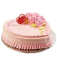 send eggless heart shape strawberry cake 500gms delivery