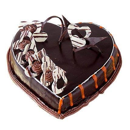 send 1 Kg Heart Shape Chocolate Cake  delivery