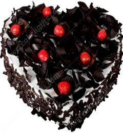 send 500gms Heart Shaped Black Forest Cake delivery