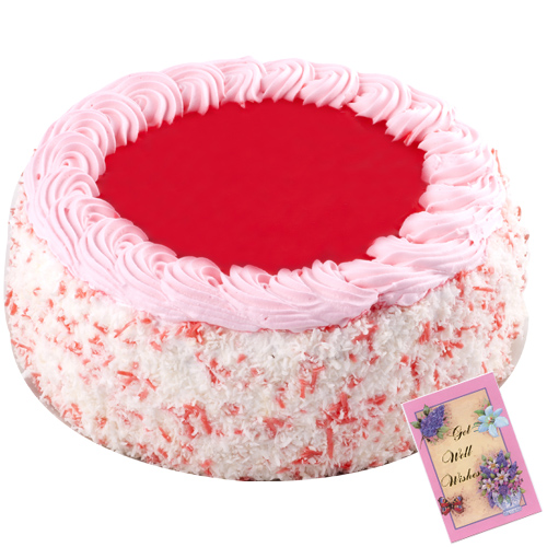 send strawberry cake eggless 500gms  delivery