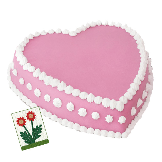send Heart Shaped Strawberry Cake 500gms  delivery